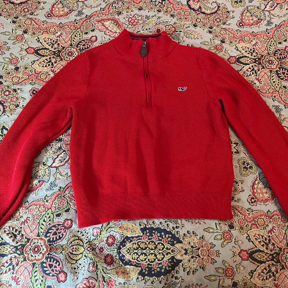 Vineyard Vines Red Quarter Zip Sweater